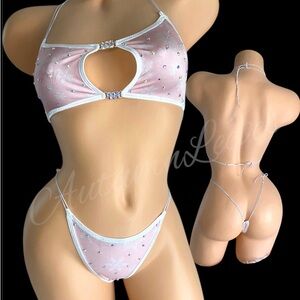 Autumn Leaves Pink Rhinestone Bikini Set